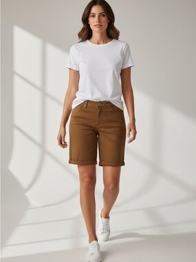 Judy Blue Tummy Control Brown Garment Dyed Bermuda Shorts Womens size 4XL